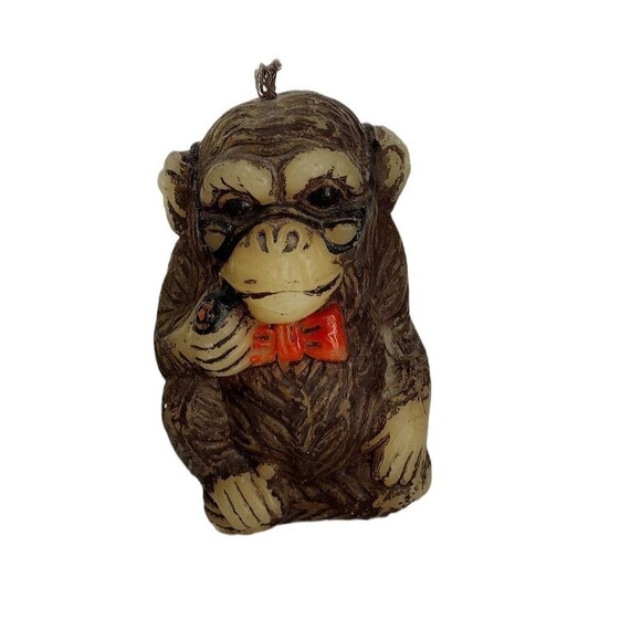 Vintage 70s Animal Delights Bassett Hound Dog, Monkey, and Cat Set of 3 Candles - Picture 4 of 8